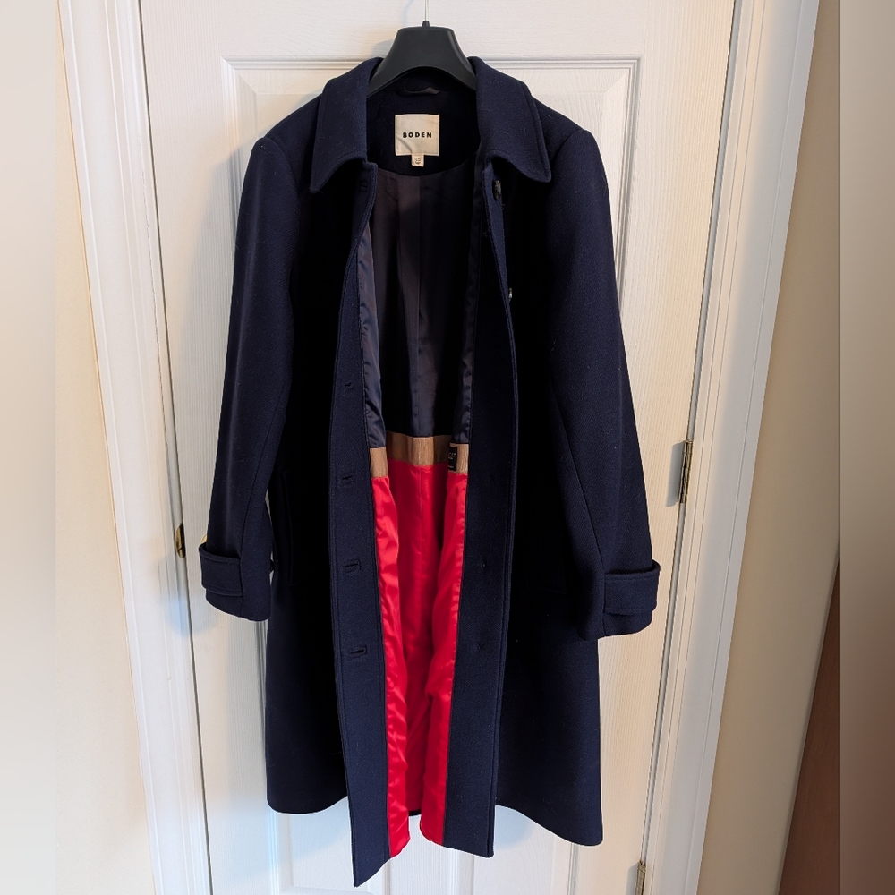 Boden Navy Durham Wool Collared Coat, 14R - Picture 6 of 9